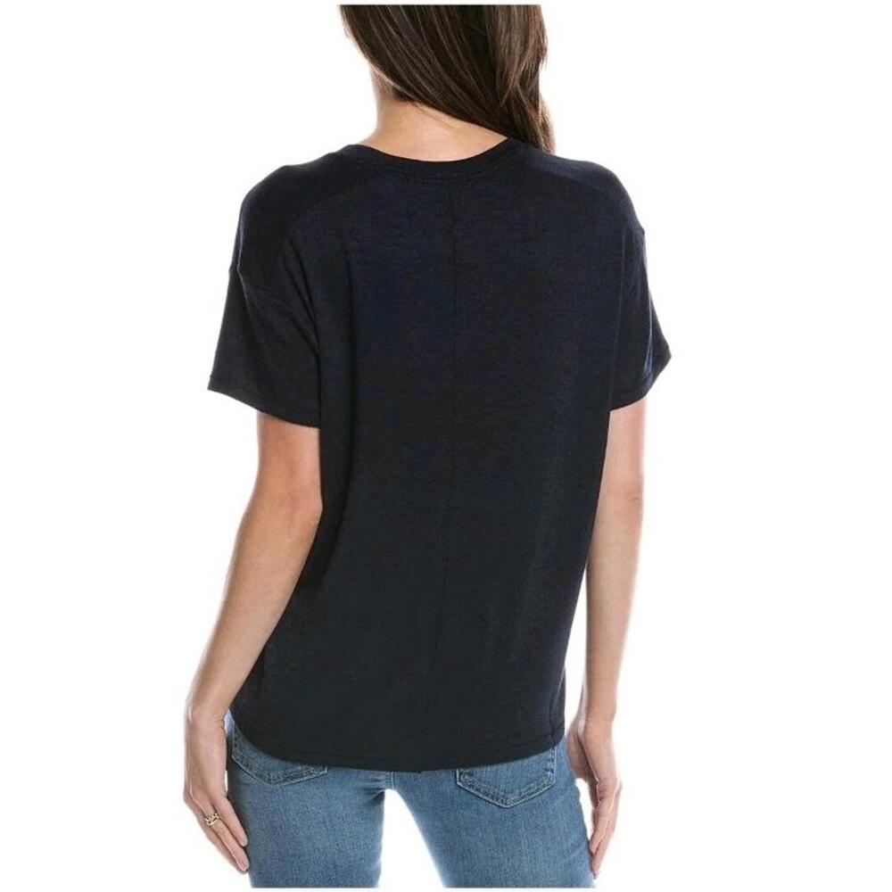 New Rag & Bone The Knit VNeck Short Sleeve Shirt Black Women Sz S $125 Quiet Lux